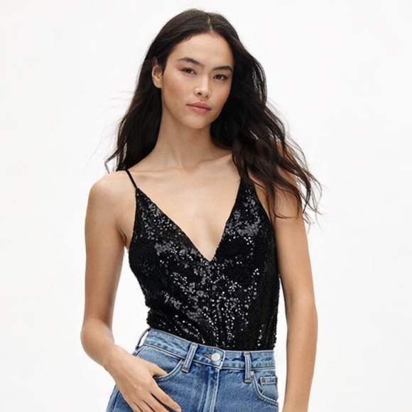 Sincerly Jules Tops - Sincerely Jules Sequin V-Neck Bodysuit